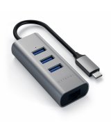 Переходник Satechi Type-C 2-in-1 USB 3.0 Aluminum 3 Port Hub and Ethernet Port (ST-TC2N1USB31AM) Space Gray