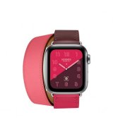 Apple Watch Series 4 GPS + Cellular, 40mm, корпус из стали, ремешок Hermès Double Tour из кожи Swift цвета Bordeaux/Rose Extrême/Rose