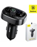 Автомобильное зарядное устройство с FM-трансмиттером Baseus T Typer Bluetooth MP3 Car Charger (Черный)