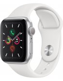 Apple Watch Series 5 (MWV62RU/A), 40 мм, корпус из алюминия серебристого цвета, спортивный браслет белого цвета