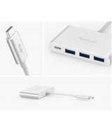 USB 2.0/USB 3.0/USB Type-C, 4 порта, OTG, пассивное питание, кабель 0.15 м, цвет белый