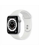 Apple Watch Series 6, 44 мм, корпус из алюминия серебристого цвета, спортивный ремешок белого цвета (M00D3RU-A)