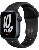 Apple Watch Nike Series 7, 41 мм, корпус из алюминия цвета «тёмная ночь», спортивный ремешок Nike цвета «антрацитовый/чёрный» (MKN43)