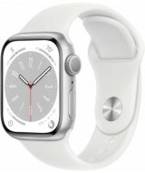 Apple Watch Series 8, 41 мм, корпус из алюминия серебристого цвета, спортивный ремешок белого цвета