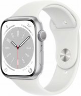 Apple Watch Series 8, 45 мм, корпус из алюминия серебристого цвета, спортивный ремешок белого цвета