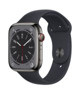 Apple Watch Series 8, 45 мм, стальной корпус графитового цвета, спортивный ремешок цвета «тёмная ночь»