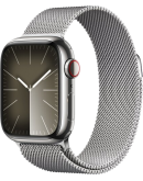 Apple Watch Series 9 LTE 45 мм (корпус из нержавеющей стали серебристый/миланский серебристый)