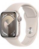Apple Watch Series 9, 41 мм, корпус из алюминия цвета «сияющая звезда», спортивный ремешок цвета «сияющая звезда», размер S/M