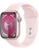 Apple Watch Series 9, 45 мм, корпус из алюминия розового цвета, спортивный ремешок нежно-розового цвета, размер S/M
