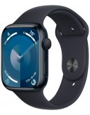 Apple Watch Series 9, 45 мм, корпус из алюминия цвета «тёмная ночь», спортивный ремешок цвета «тёмная ночь», размер S/M