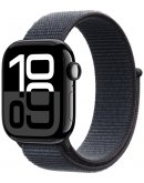 Apple Watch Series 10, 42 мм, корпус из алюминия цвета «черный глянец», спортивный браслет темно-синего цвета