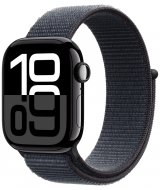 Apple Watch Series 10, 46 мм, корпус из алюминия цвета «черный глянец», спортивный браслет темно-синего цвета