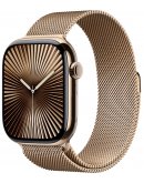 Apple Watch Series 10 GPS + Cellular 46 мм корпус из титана золотого цвета, миланский браслет золотого цвета, размер S/M (MC7T4)