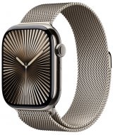 Apple Watch Series 10 GPS + Cellular 46 мм, корпус из титана натурального цвета, миланский браслет натурального цвета, размер M/L (MWYC3)