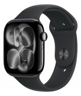 Умные часы Apple Watch Series 11, 46 мм (алюминиевый корпус, черный/черный, спортивный силиконовый ремешок M/L)