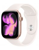 Умные часы Apple Watch Series 11 46 мм (алюминиевый корпус, золотой/розовый, спортивный силиконовый ремешок M/L)